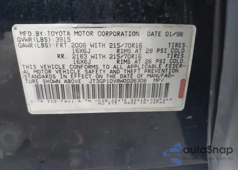 1998 Toyota Rav4 from USA, damaged, VIN JT3GP10V8W0026306